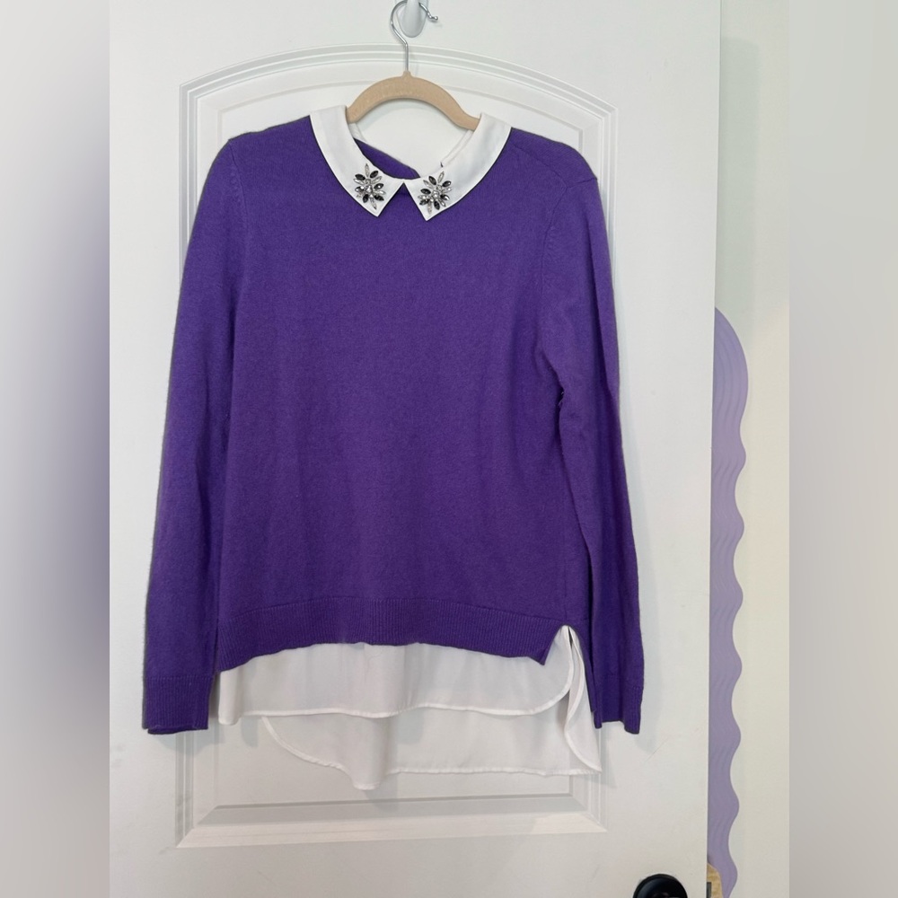 Charter Club Luxury Cashmere Two-Tone Collared Sweater